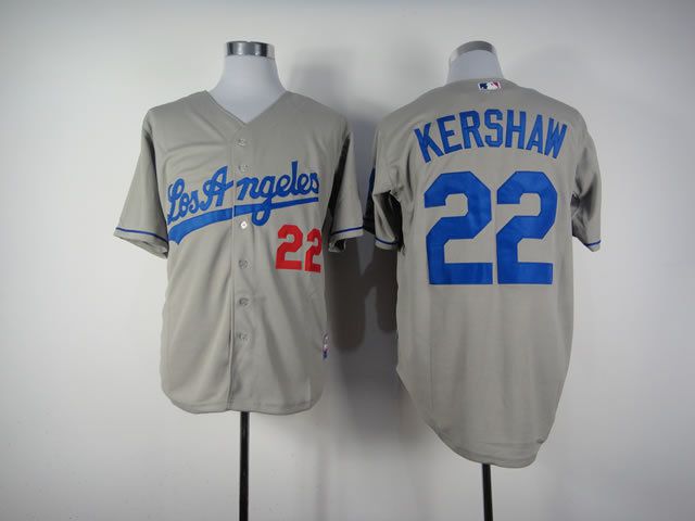 Men Los Angeles Dodgers #22 Kershaw Grey MLB Jerseys